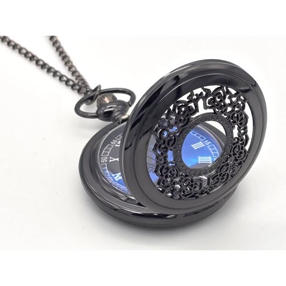 Vintage Blue Celestial Pocket Watch – Romantic Astronomy Lover, Star Gazer Gift - Picture 2 of 12